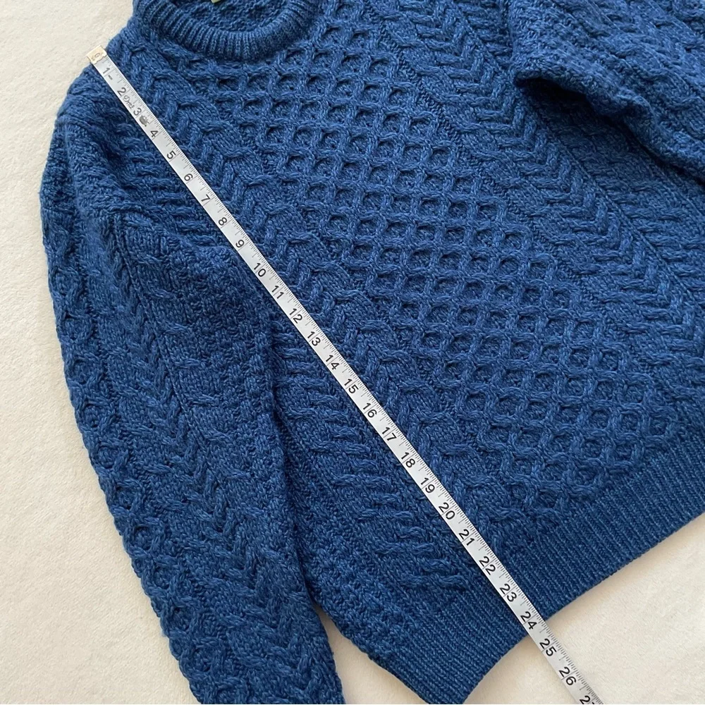 Carraigdonn Merino Wool Irish Crewneck Aran Fisherman’s Cable Knit Sweater - Picture 11 of 11